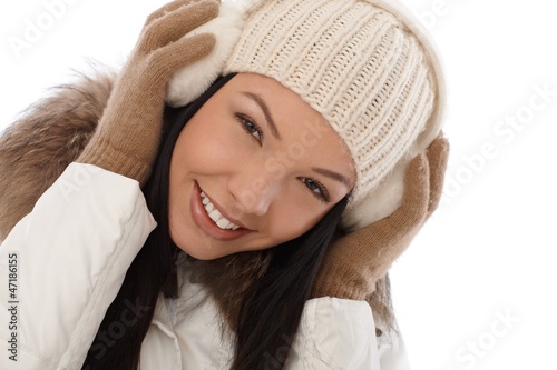 Photo: Beautiful smiling woman at winter Beautiful smiling woman at winter