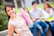Excited female student