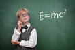 canvas print picture - Schoolboy at the Blackboard