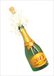 Uncorked Champagne Bottle 2013. Vector illustration.