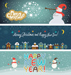 Set of Christmas and New Year's horizontal banners