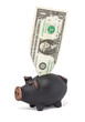 One dollar and piggy bank