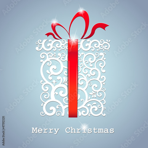 Vector: christmas card. gift box with ribbon. Vector Illustration christmas card. gift box with ribbon. Vector Illustration