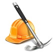 Vector pick-ax with helmet
