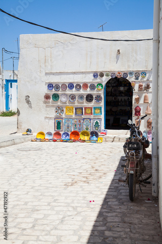 Photo: Typical tunisian pottery shop - Tunisia Typical tunisian pottery shop - Tunisia