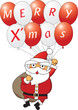 vector illustration of Santa Claus holding Christmas balloons