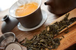 Photo: Cup of green tea and accessories Cup of green tea and accessories