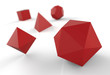 Platonische Körper in 3D - Edel Rot 2