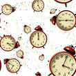 Vintage Scattered Bell Clocks Seamless Wallpaper With Spots