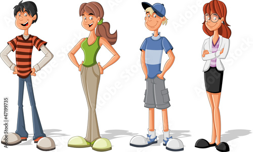 Vector: Group of cool cartoon children. Teenagers. Group of cool cartoon children. Teenagers.