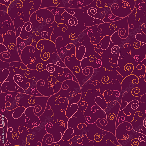 Illustration: Abstract Swirl Plants Seamless Pattern Background with hand Abstract Swirl Plants Seamless Pattern Background with hand