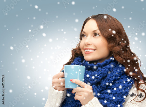 Photo: woman with blue mug woman with blue mug