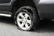 exploded truck tire