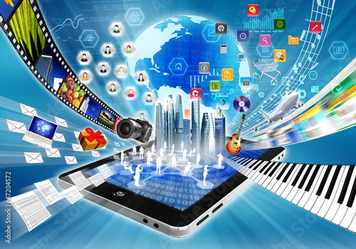 Photo: Multimedia and Internet Sharing concept Multimedia and Internet Sharing concept