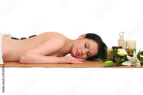 Photo: portrait of young beautiful woman in spa portrait of young beautiful woman in spa