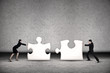 Business teamwork put puzzle together