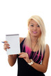 Woman holding notepad