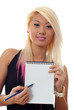 Woman holding notepad