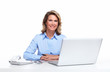 Business woman with a laptop computer.