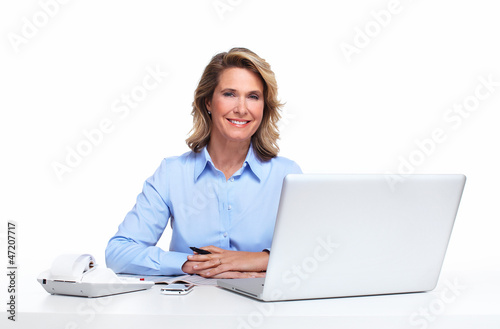 Photo: Business woman with a laptop computer. Business woman with a laptop computer.