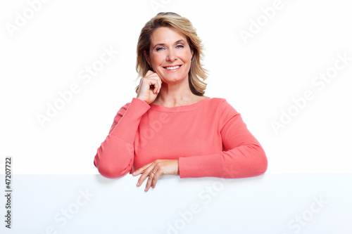 Photo: Senior woman with a banner. Senior woman with a banner.