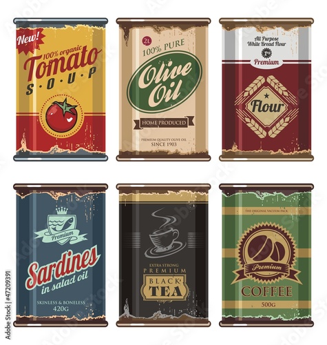 Vector: Retro food cans vector collection Retro food cans vector collection