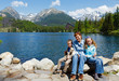 Strbske Pleso (Slovakia) spring view and family