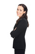 Happy smiling business woman, over white
