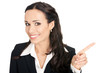 Business woman showing, isolated
