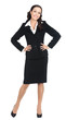 Full body of happy businesswoman, on white