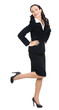 Full body of happy businesswoman, on white