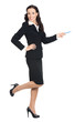 Photo: Business woman showing, isolated Business woman showing, isolated