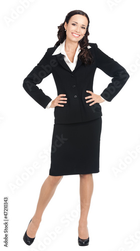 Photo: Full body of happy businesswoman, on white Full body of happy businesswoman, on white