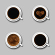 four coffe cup on a gray background