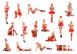 A collage of young women in sexy Christmas clothes