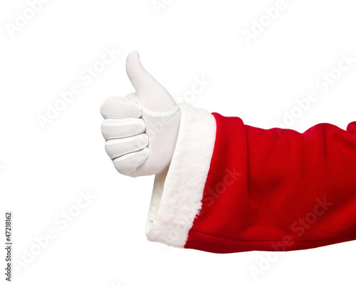 Photo: Santa Claus showing thumbs up isolated on white background Santa Claus showing thumbs up isolated on white background