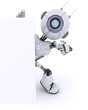 Robot pointing to a blank sign