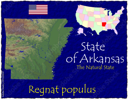 Vector: Arkansas USA State map location nickname motto Arkansas USA State map location nickname motto