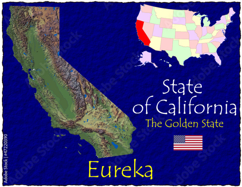 Vector: California USA State map location nickname motto California USA State map location nickname motto