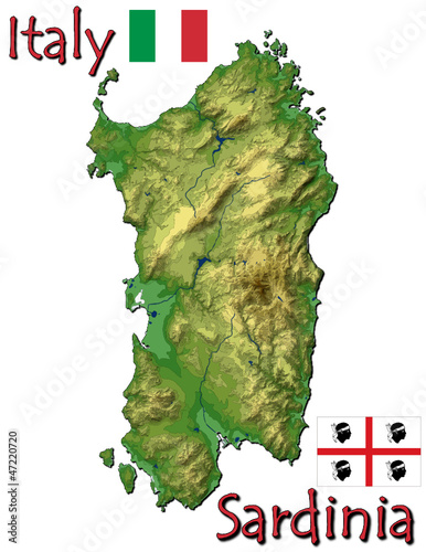 Vector: Sardinia island Italy Europe national emblem map symbol motto Sardinia island Italy Europe national emblem map symbol motto