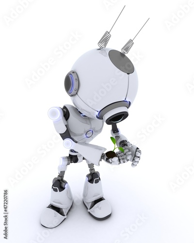 Illustration: Robot nurturing a plant Robot nurturing a plant