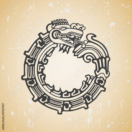 Vector: Maya snake Quetzalcoatl ouroboros Maya snake Quetzalcoatl ouroboros