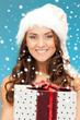 santa helper girl with gift box
