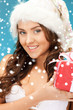 santa helper girl with gift box