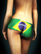 Erotic woman wearing Brazil shorts