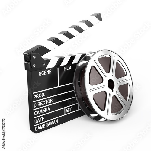 Illustration: Film and clap board - video icon Film and clap board - video icon