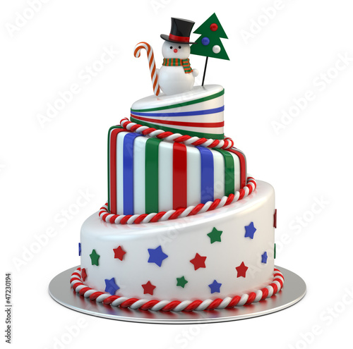 Illustration: Big New Year Cake isolated on white Big New Year Cake isolated on white