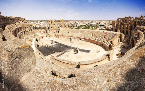 Photo: Ruins of the largest colosseum in in North Africa. El Jem,Tunisi Ruins of the largest colosseum in in North Africa. El Jem,Tunisi