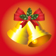 jingle bells on red background photo-realistic illustration