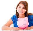 Thoughtful woman with her savings